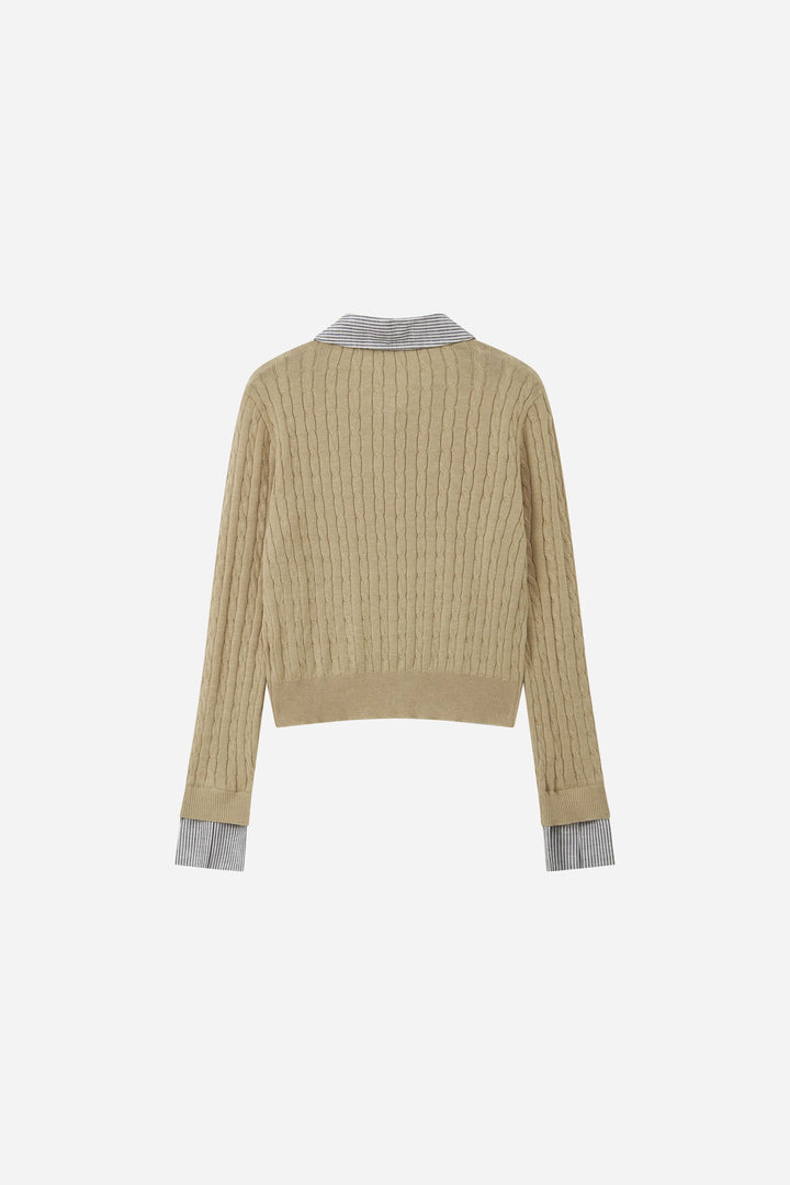 An image of a   31852 Layered-Look Cable-Knit Cardigan by  Mirra Masa