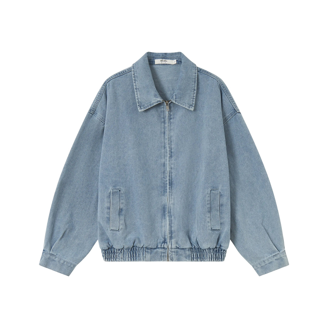An image of a  Washed Blue / One-Size 31979 Dropped Shoulder Denim Jacket by  Mirra Masa
