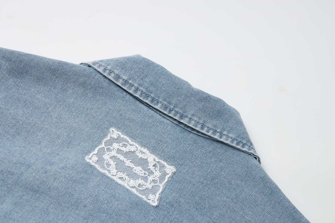 An image of a   31979 Dropped Shoulder Denim Jacket by  Mirra Masa