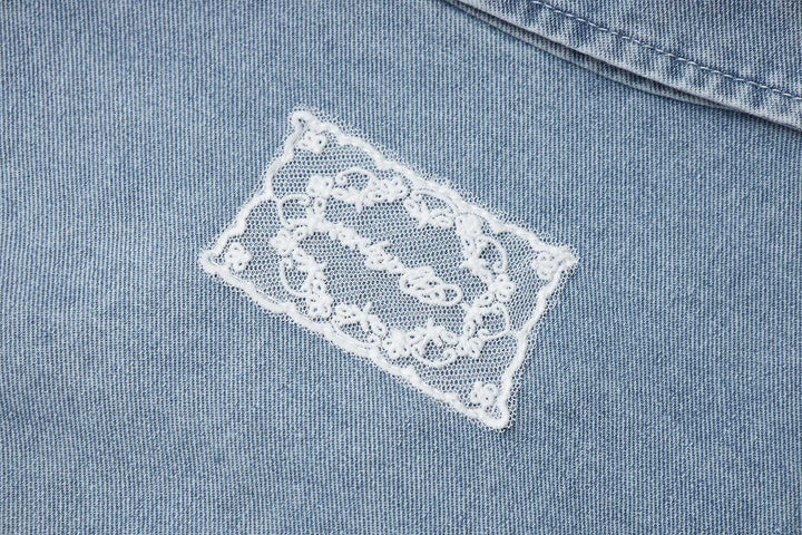 An image of a   31979 Dropped Shoulder Denim Jacket by  Mirra Masa