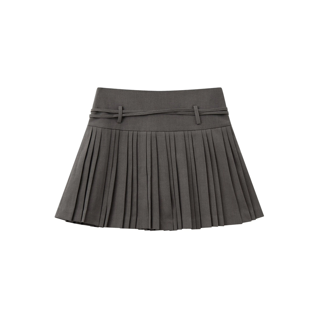 An image of a   32032 Pleated Mini Skirt with String Belts by  Mirra Masa