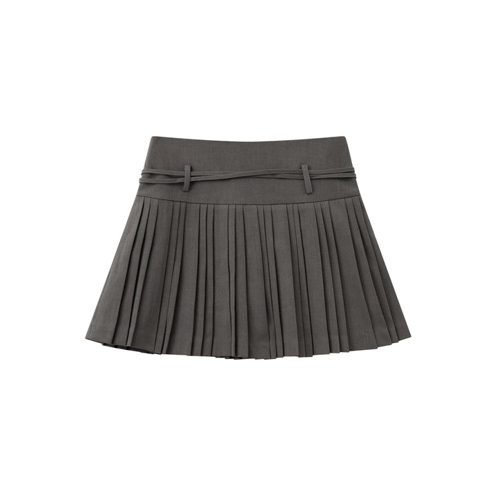 An image of a   32032 Pleated Mini Skirt with String Belts by  Mirra Masa