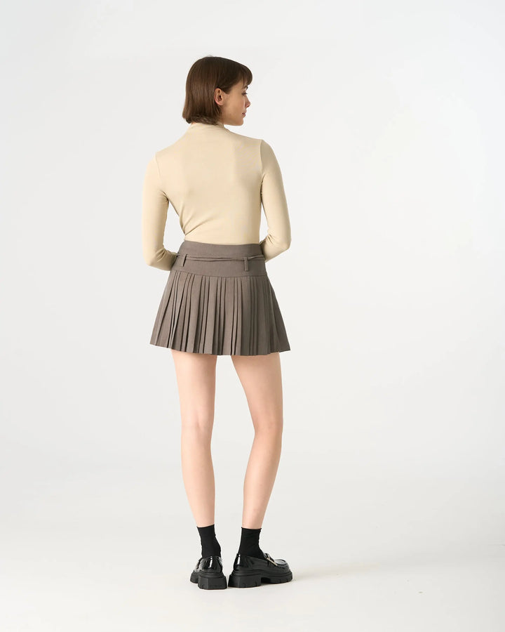 An image of a   32032 Pleated Mini Skirt with String Belts by  Mirra Masa