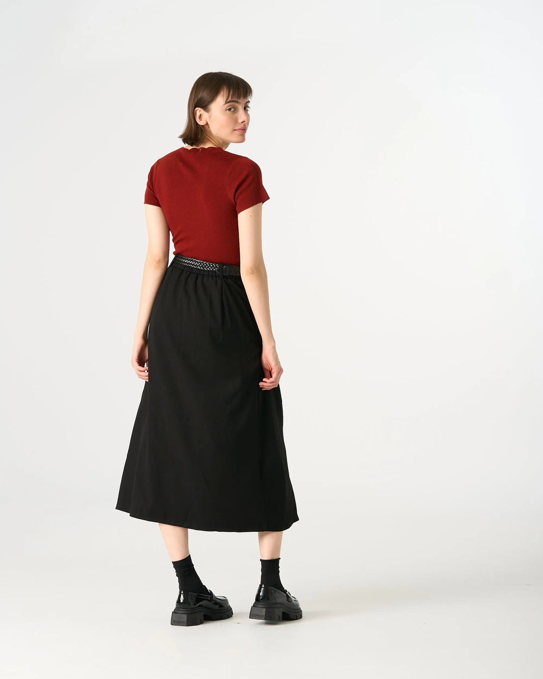 An image of a   32307 Pleated Midi Skirt by  Mirra Masa