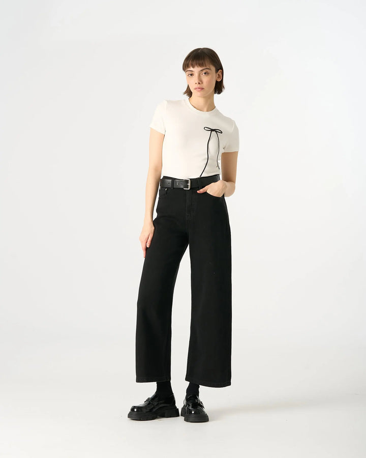 An image of a   32488 Mid-Rise Belted Wide Leg Jeans by  Mirra Masa