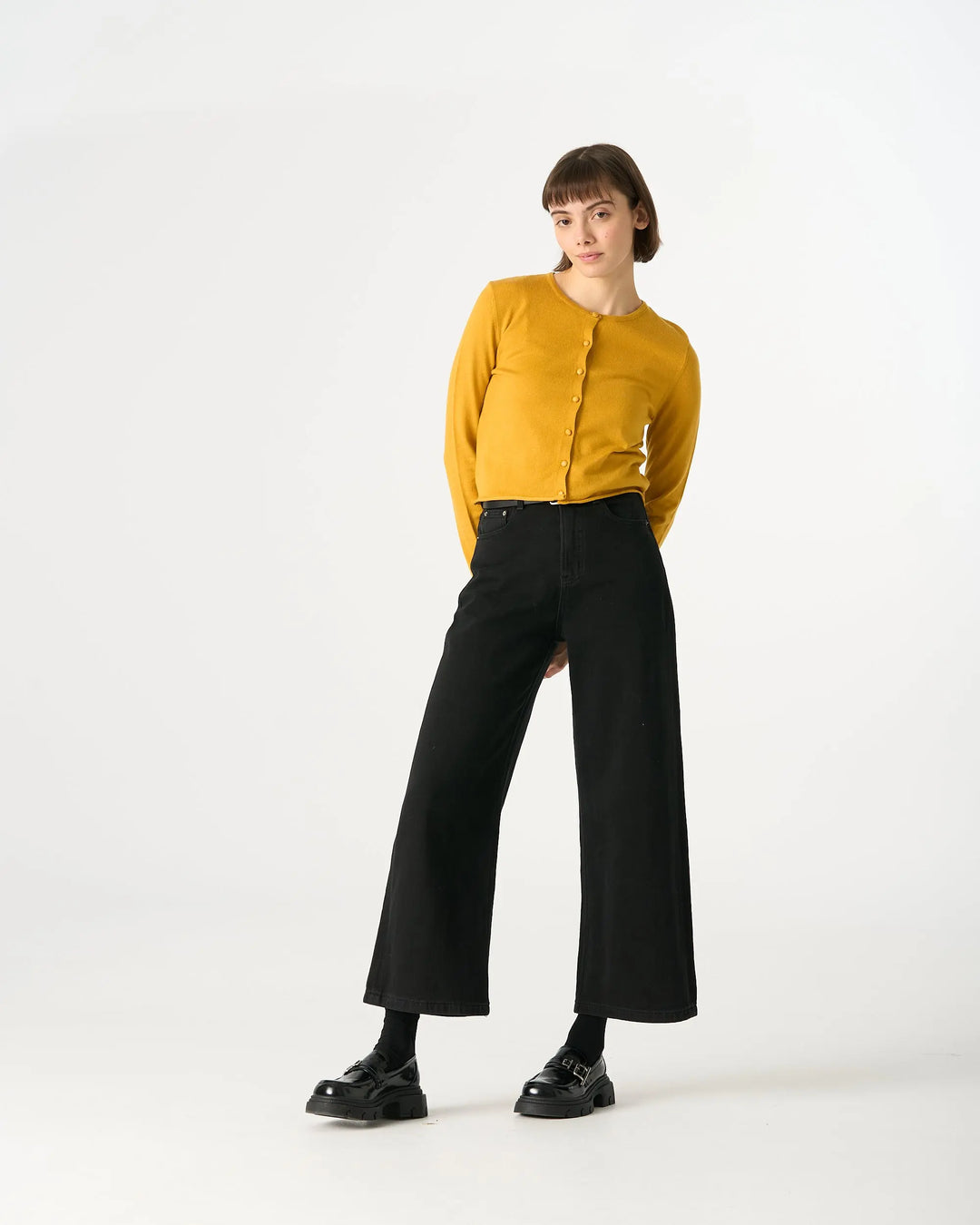 An image of a   32488 Mid-Rise Belted Wide Leg Jeans by  Mirra Masa