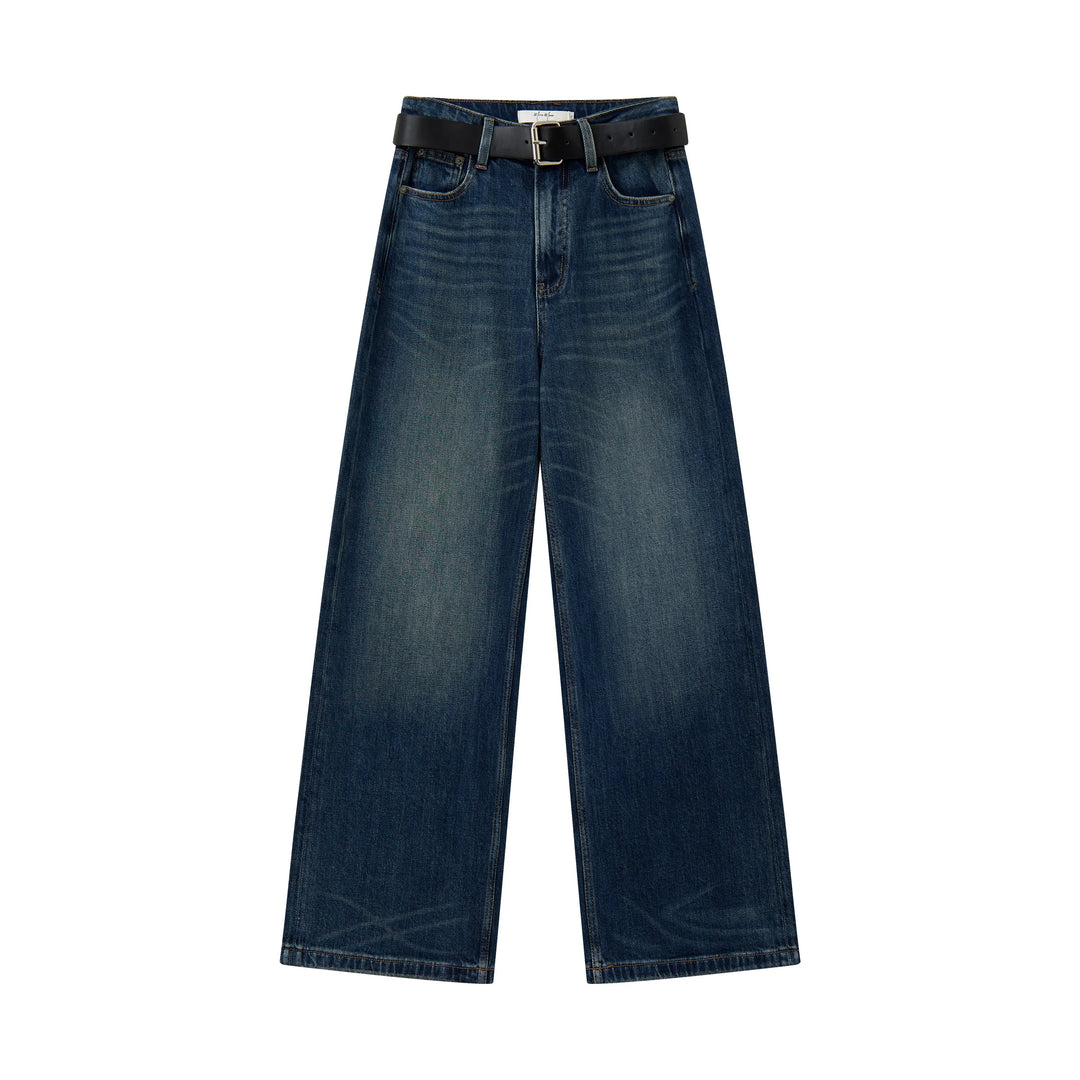 An image of a  Dark Blue / 29 32488 Wide-Leg Jeans by  Mirra Masa