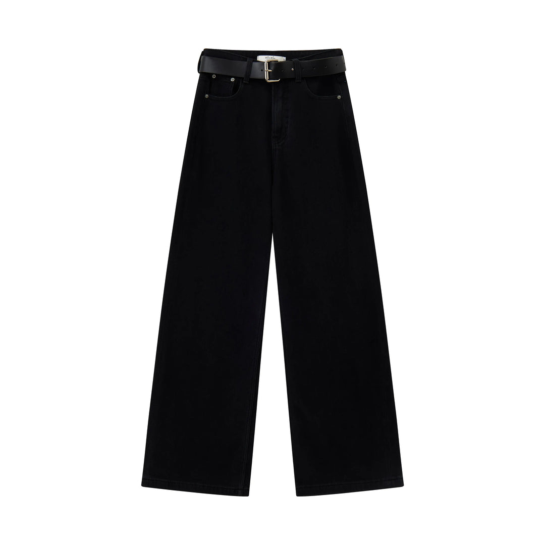 An image of a  Black / 29 32488 Wide-Leg Jeans by  Mirra Masa