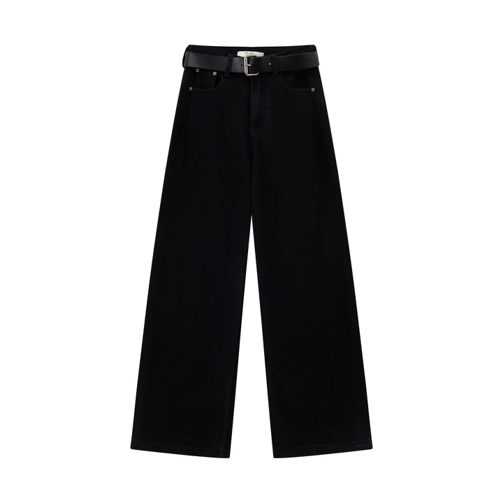 An image of a  Black / 29 32488 Wide-Leg Jeans by  Mirra Masa