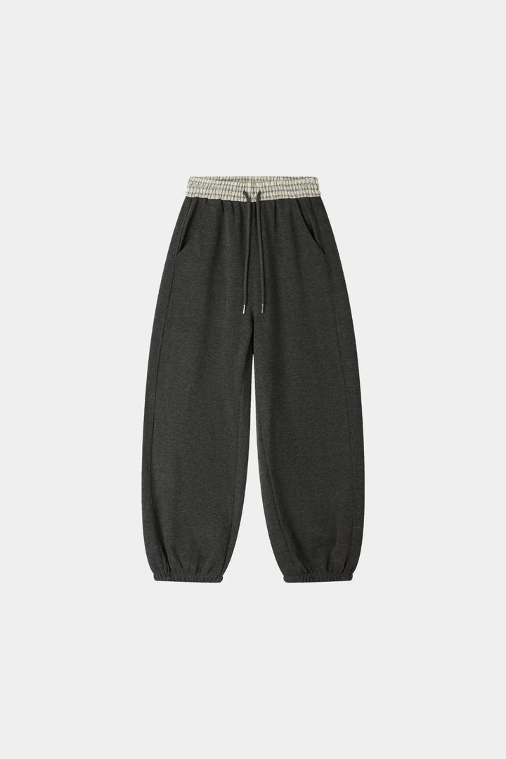 An image of a   32523 Two-Way Plaid Waist Sweatpants by  Mirra Masa