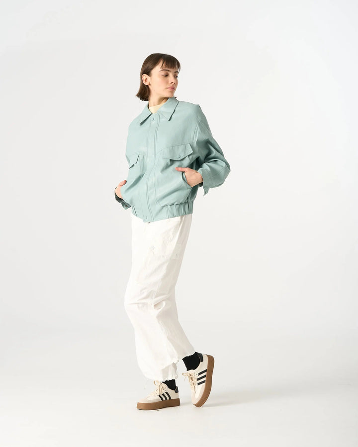 An image of a   3255C Vegan Leather Jacket by  Mirra Masa