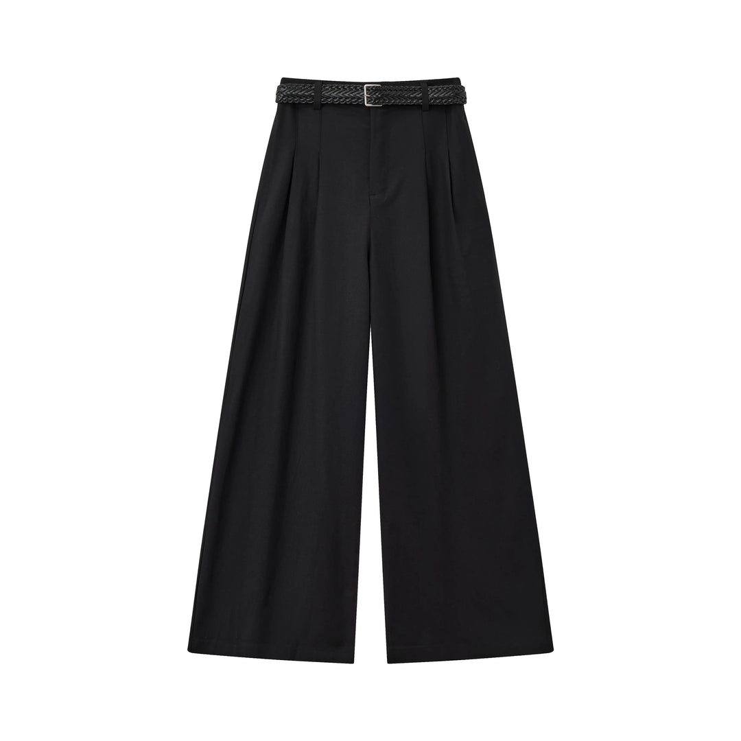 An image of a  Black / Large 32640 Pleated Wide-Leg Pants by  Mirra Masa