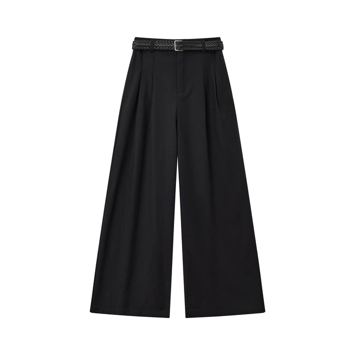 An image of a  Black / Large 32640 Pleated Wide-Leg Pants by  Mirra Masa