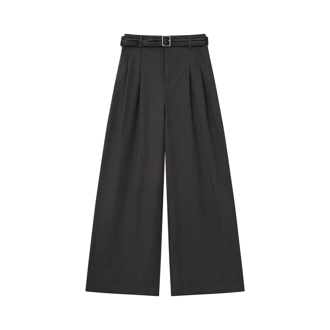 An image of a  Dark Grey / Large 32640 Pleated Wide-Leg Pants by  Mirra Masa