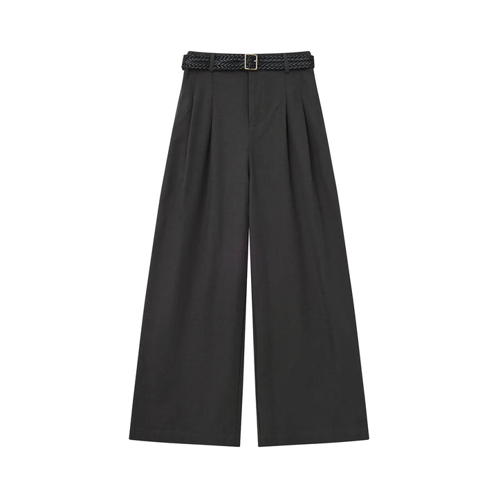 An image of a  Dark Grey / Large 32640 Pleated Wide-Leg Pants by  Mirra Masa