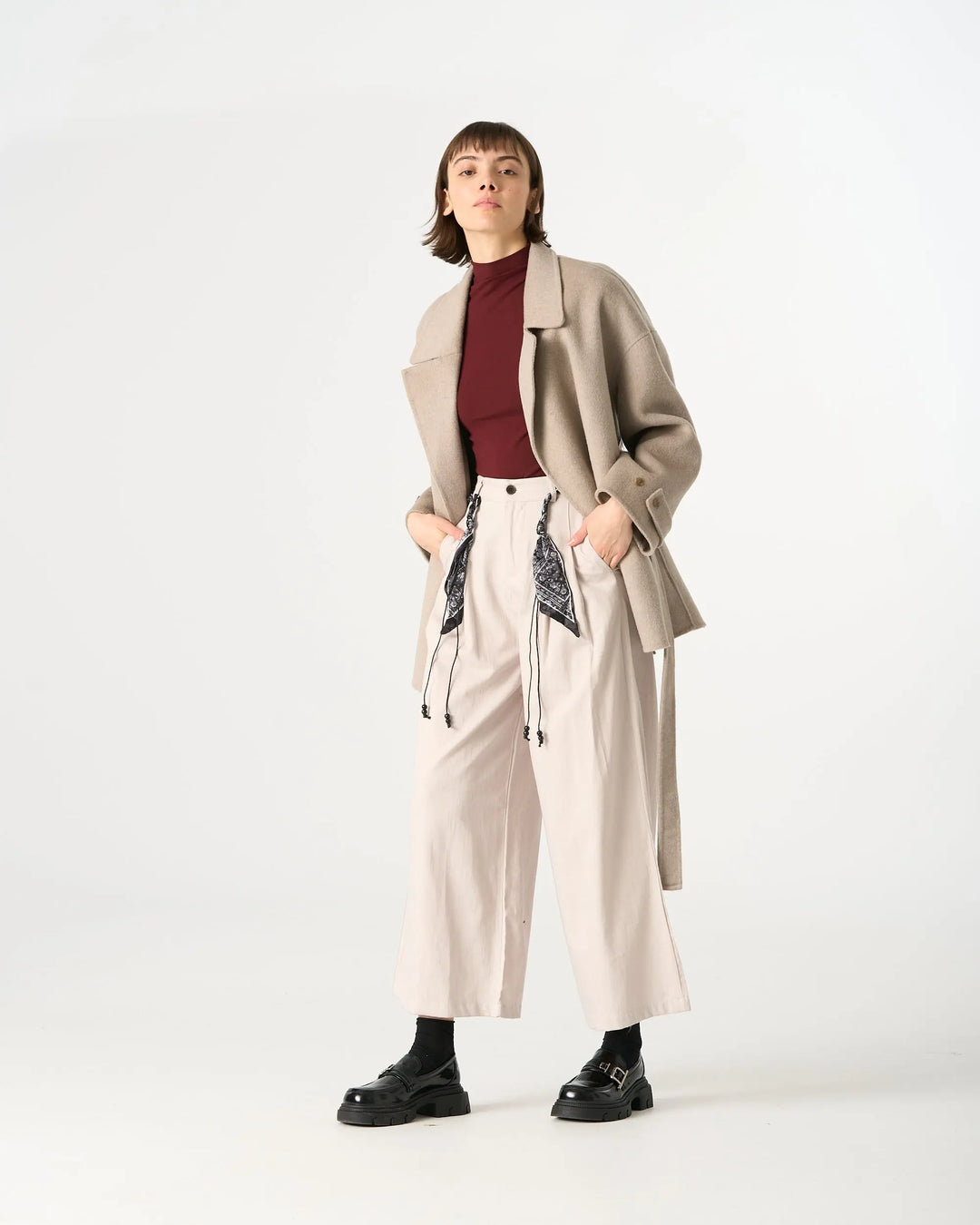 An image of a   32742 Linen Blend Wide-Leg Pants by  Mirra Masa