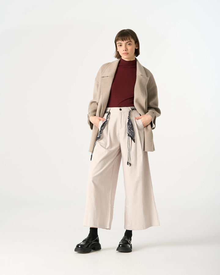 An image of a   32742 Linen Blend Wide-Leg Pants by  Mirra Masa