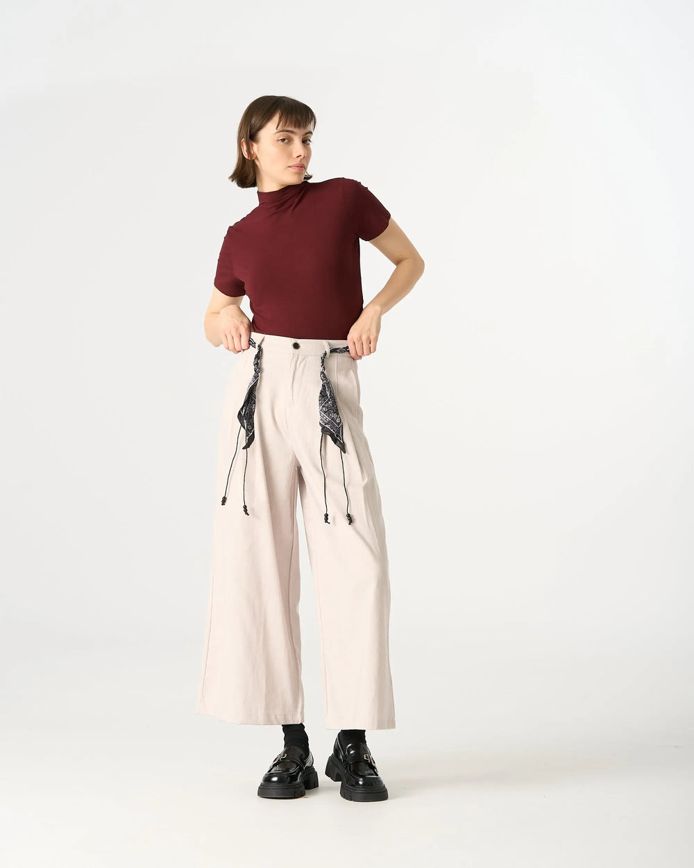 An image of a   32742 Linen Blend Wide-Leg Pants by  Mirra Masa