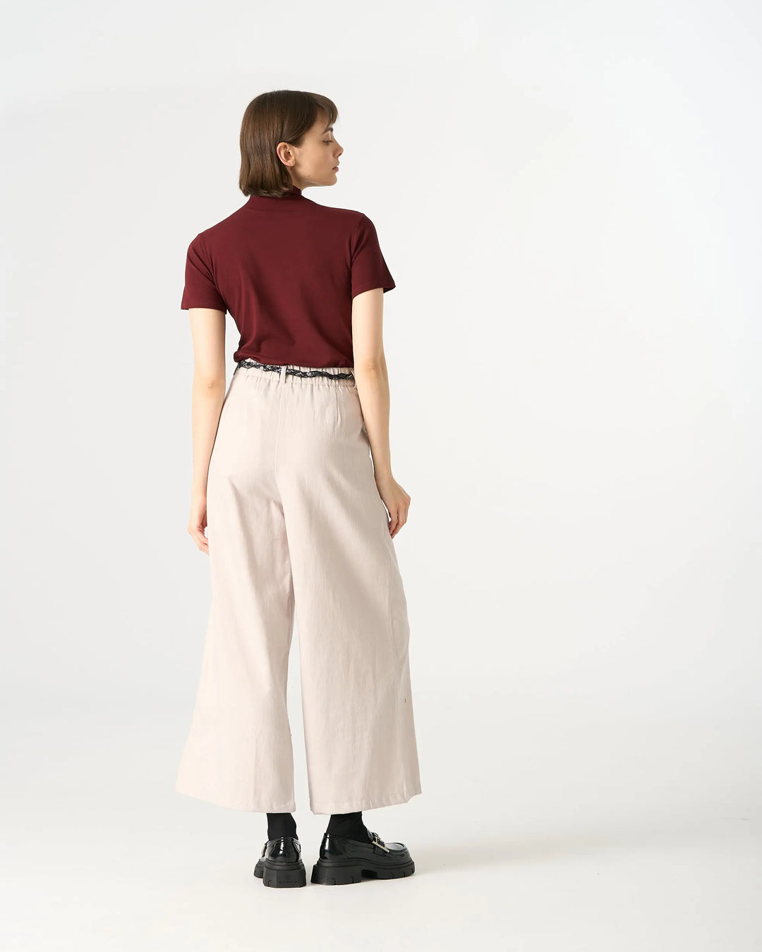 An image of a   32742 Linen Blend Wide-Leg Pants by  Mirra Masa