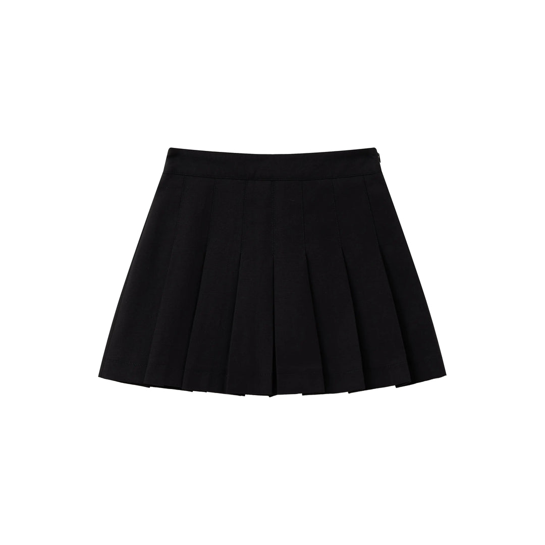An image of a  Black / Large 32840 Pleated Mini Skirt by  Mirra Masa