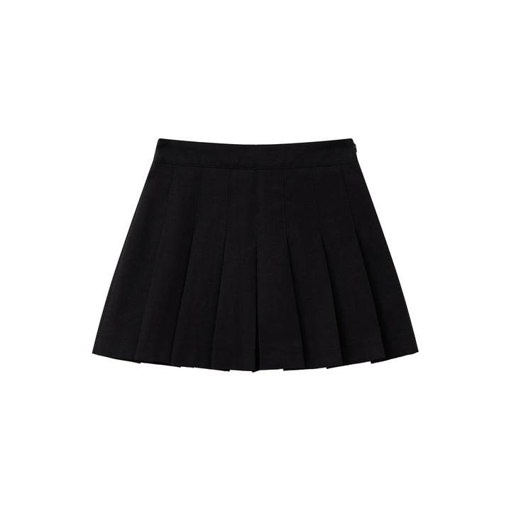An image of a  Black / Large 32840 Pleated Mini Skirt by  Mirra Masa