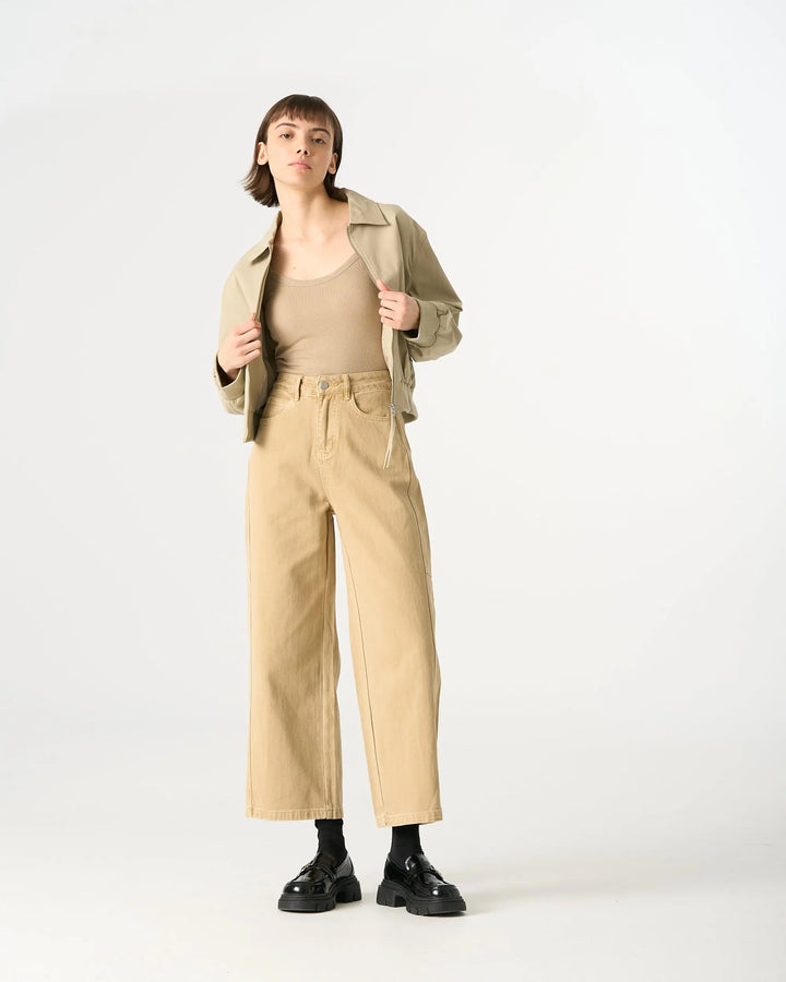 An image of a  Khaki / Small 32965 Straight-Leg Casual Pants by  Mirra Masa