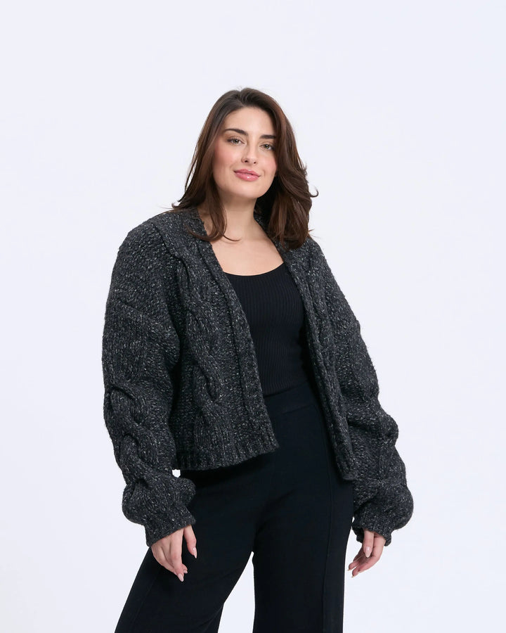 An image of a   3374Q Cable Knit Cardigan by  Mirra Masa