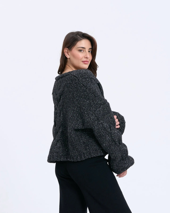 An image of a   3374Q Cable Knit Cardigan by  Mirra Masa