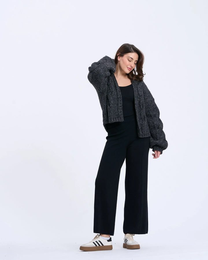 An image of a   3374Q Cable Knit Cardigan by  Mirra Masa