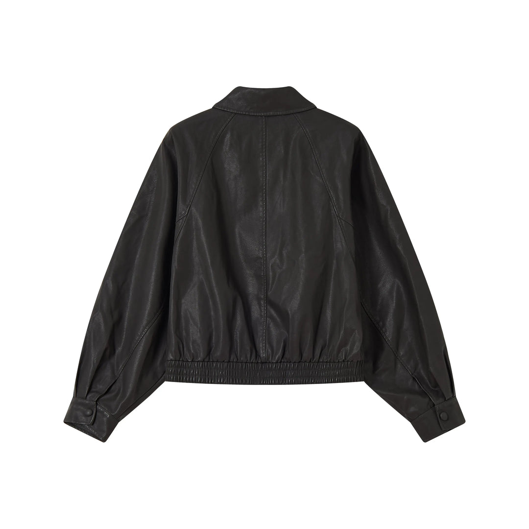 An image of a   34065 Vegan Leather Bomber Jacket by  Mirra Masa