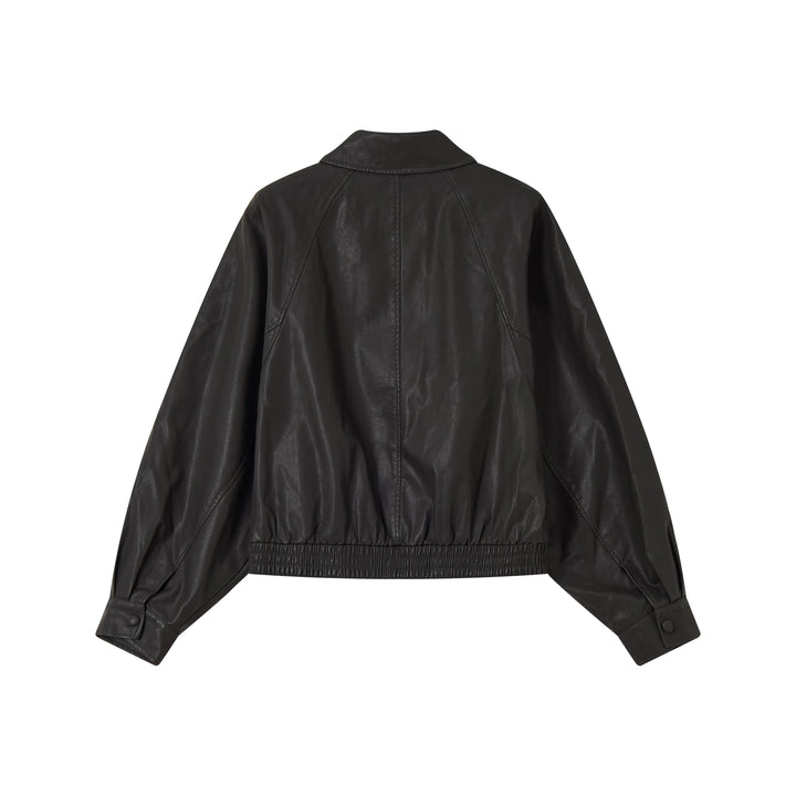 An image of a   34065 Vegan Leather Bomber Jacket by  Mirra Masa