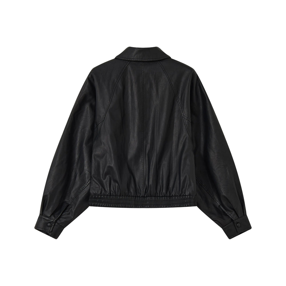 An image of a   34065 Vegan Leather Bomber Jacket by  Mirra Masa