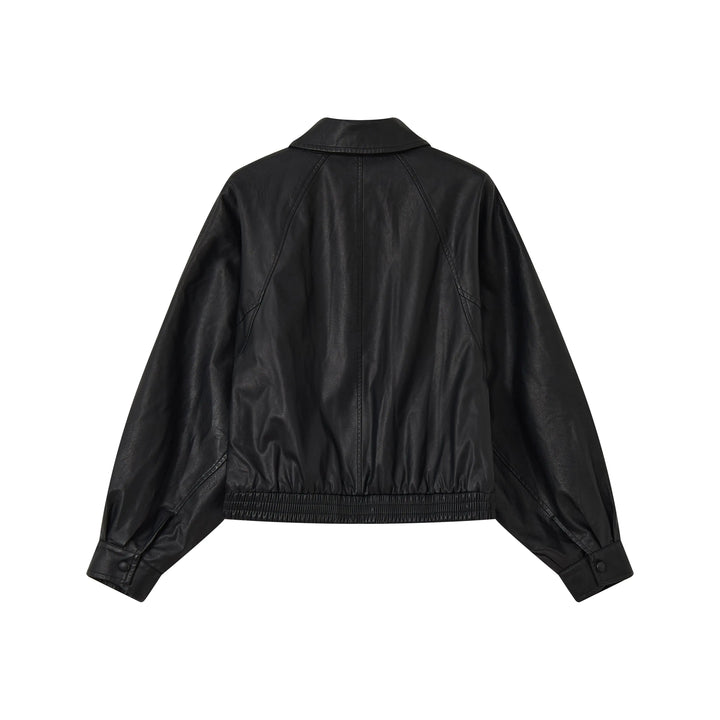 An image of a   34065 Vegan Leather Bomber Jacket by  Mirra Masa