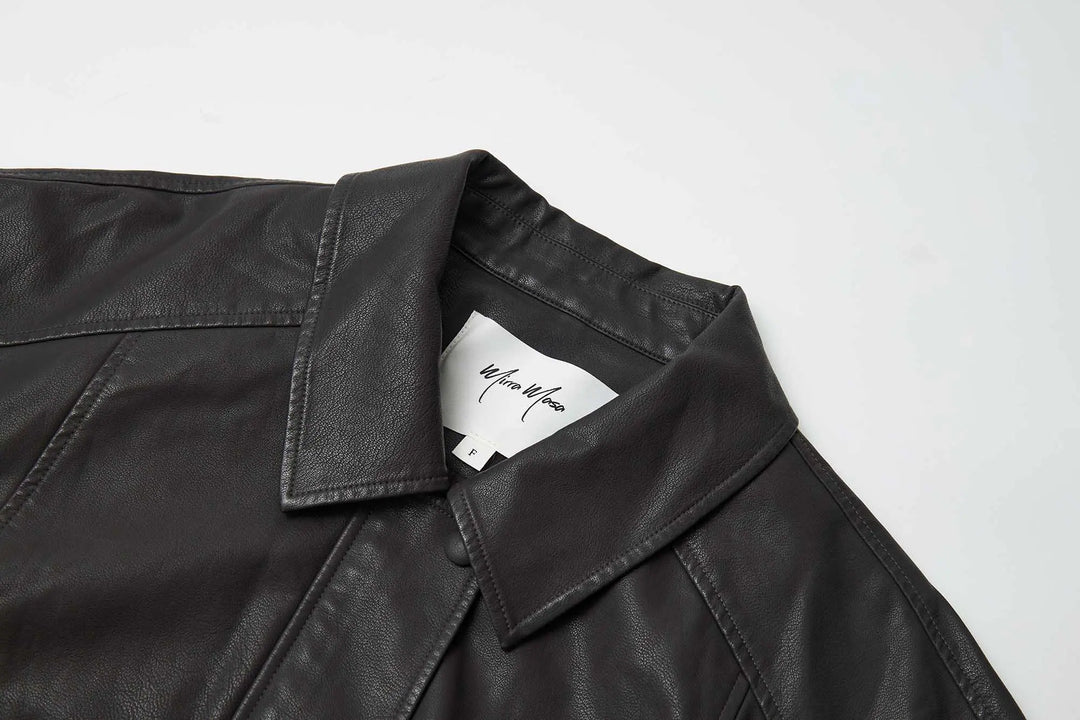 An image of a   34065 Vegan Leather Bomber Jacket by  Mirra Masa