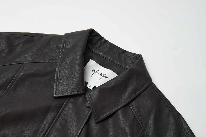 An image of a   34065 Vegan Leather Bomber Jacket by  Mirra Masa