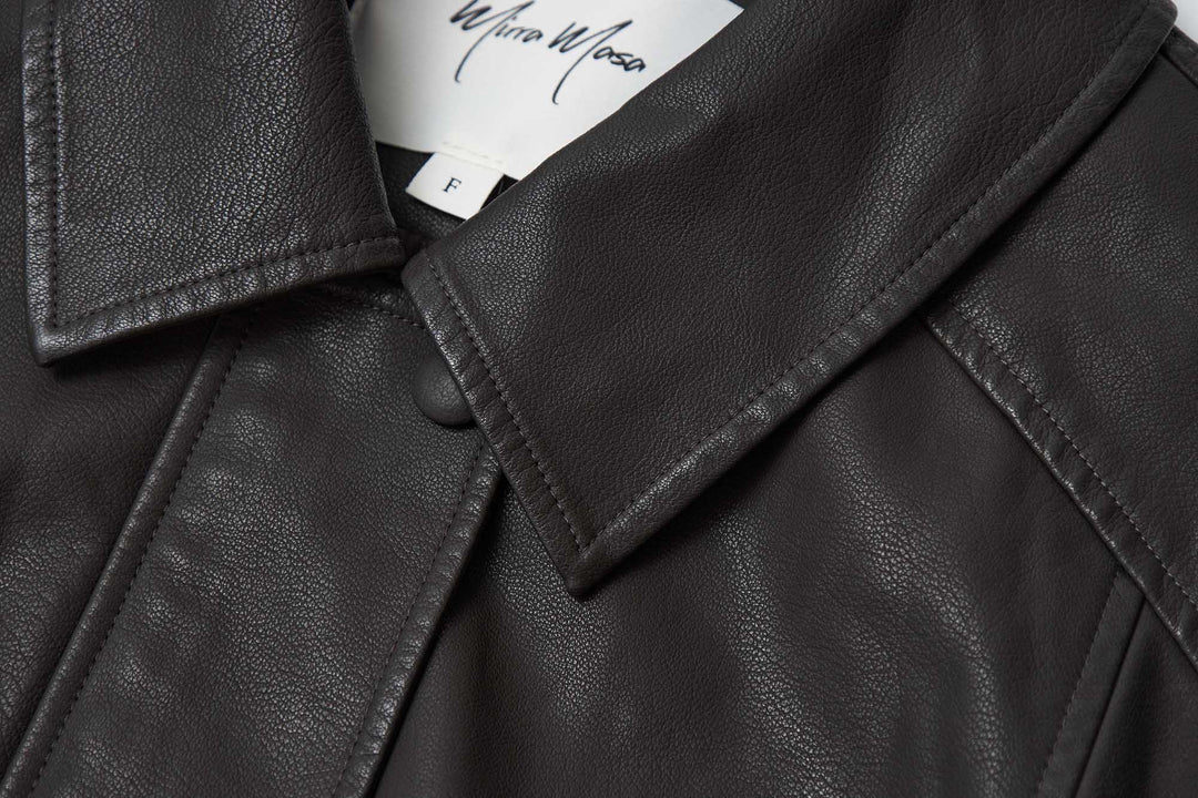 An image of a   34065 Vegan Leather Bomber Jacket by  Mirra Masa