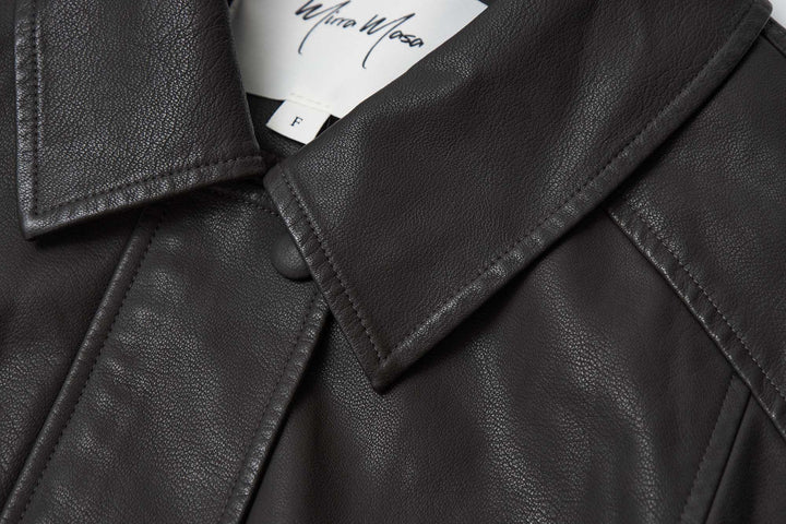 An image of a   34065 Vegan Leather Bomber Jacket by  Mirra Masa
