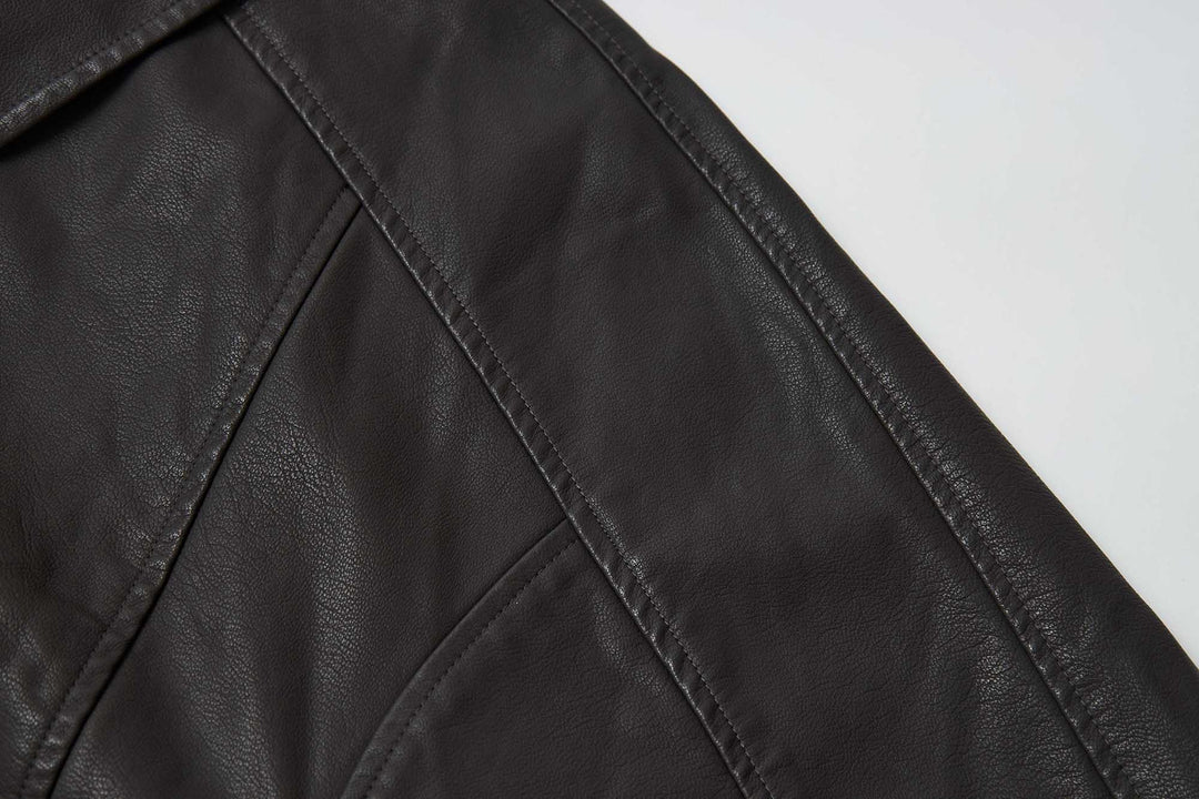 An image of a   34065 Vegan Leather Bomber Jacket by  Mirra Masa
