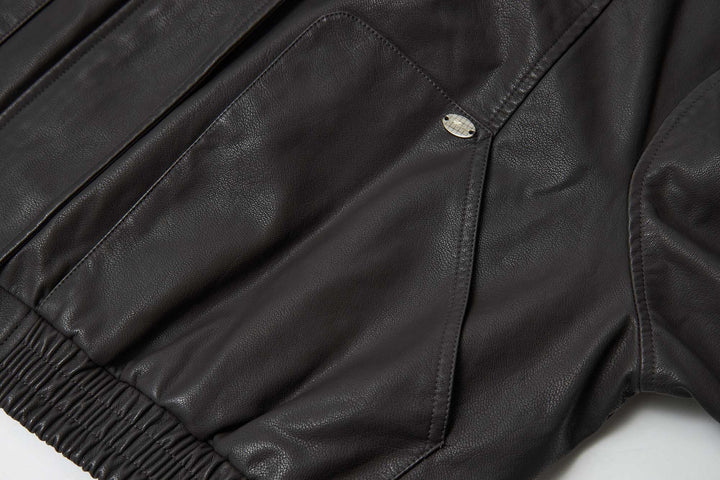 An image of a   34065 Vegan Leather Bomber Jacket by  Mirra Masa
