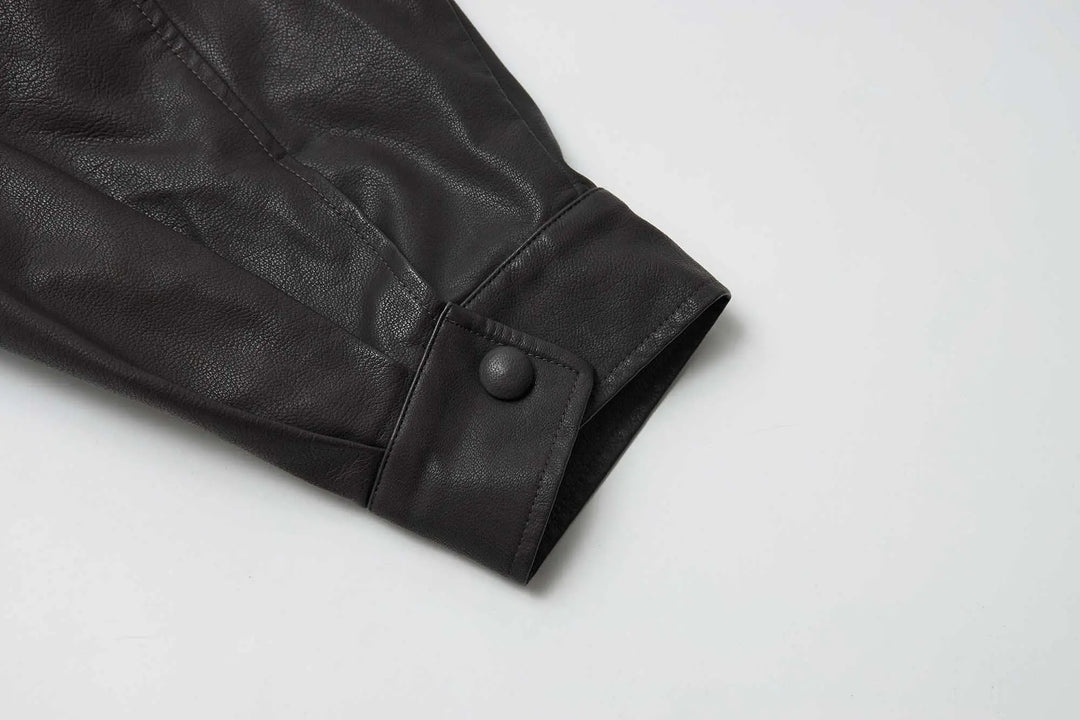 An image of a   34065 Vegan Leather Bomber Jacket by  Mirra Masa