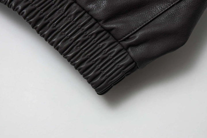 An image of a   34065 Vegan Leather Bomber Jacket by  Mirra Masa