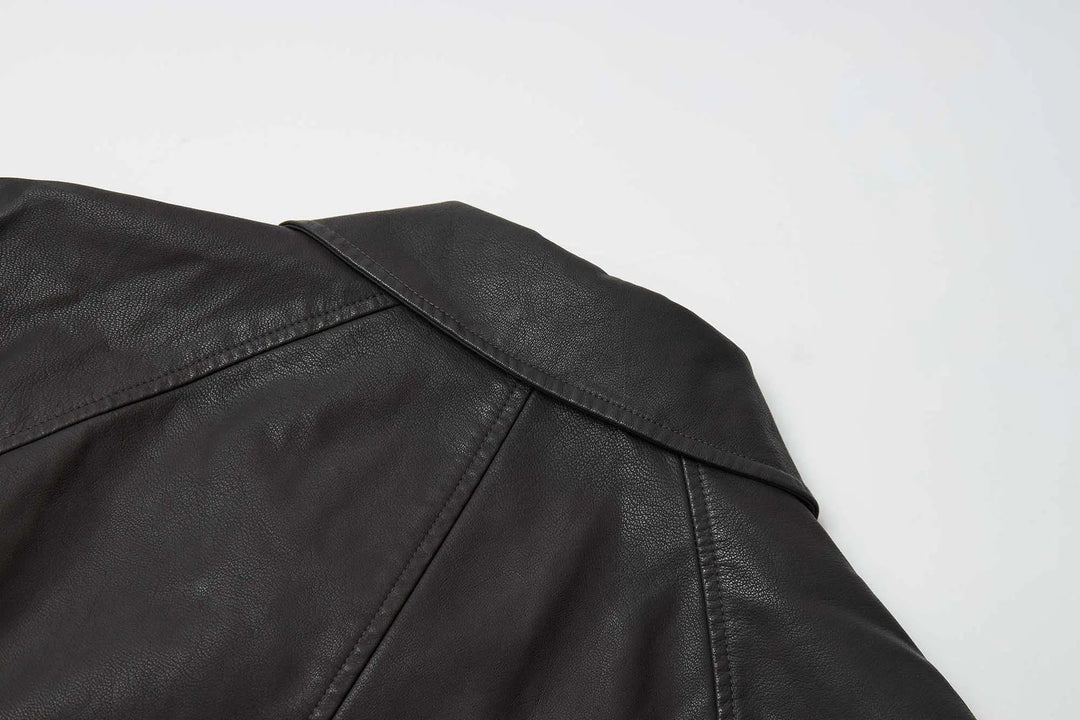An image of a   34065 Vegan Leather Bomber Jacket by  Mirra Masa