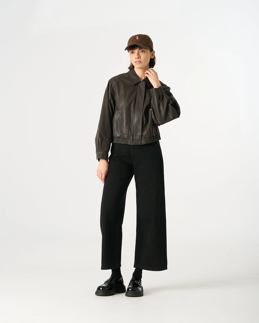 An image of a   34065 Vegan Leather Zip Bomber by  Mirra Masa