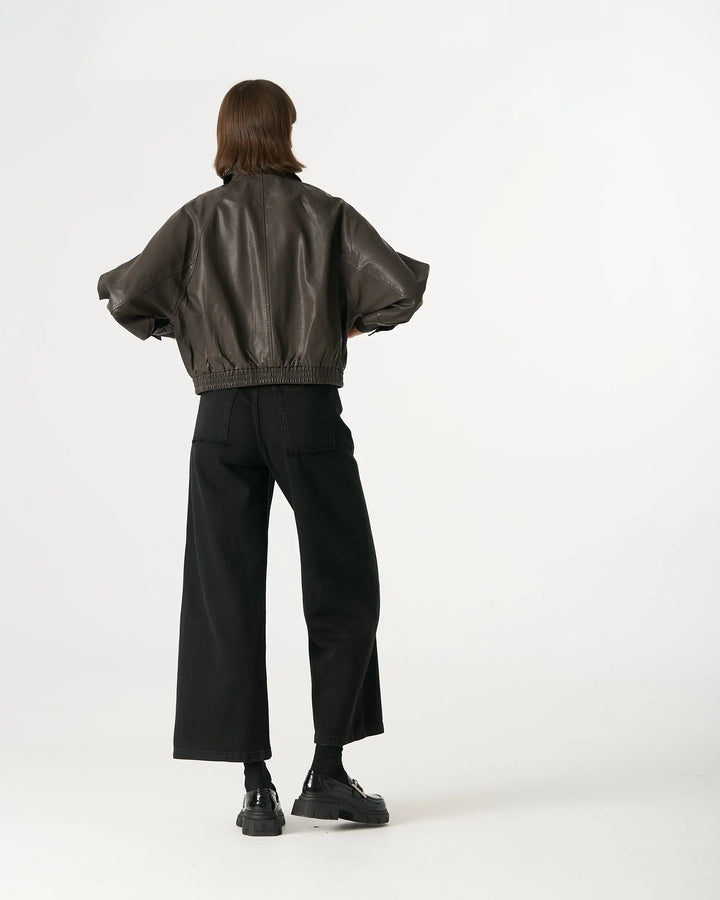 An image of a   34065 Vegan Leather Zip Bomber by  Mirra Masa
