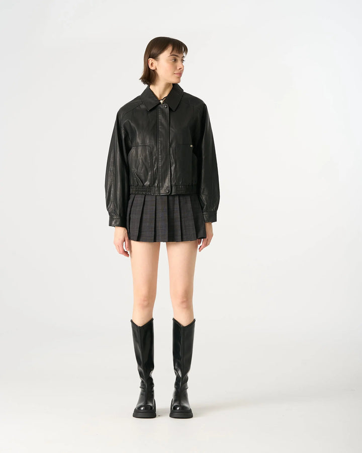 An image of a   34065 Vegan Leather Zip Bomber by  Mirra Masa