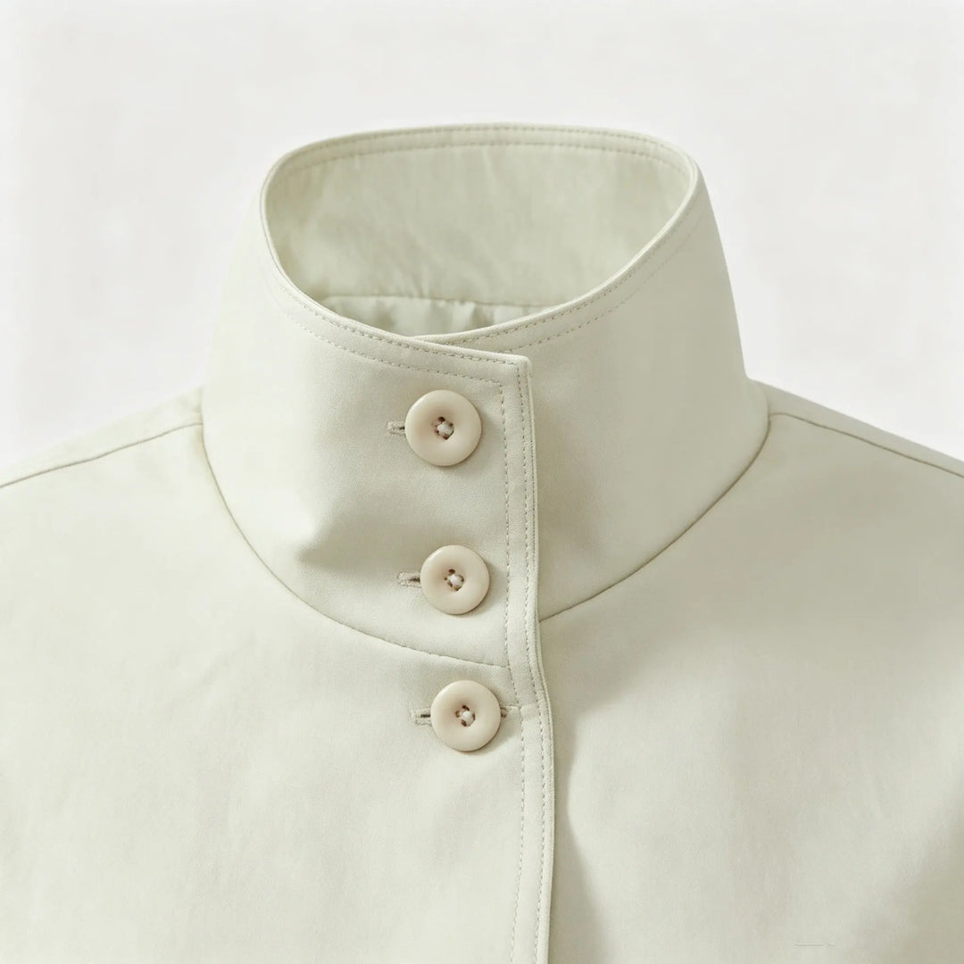 An image of a   34090 Oversized Funnel-Neck Faux-Leather Jacket by  Mirra Masa