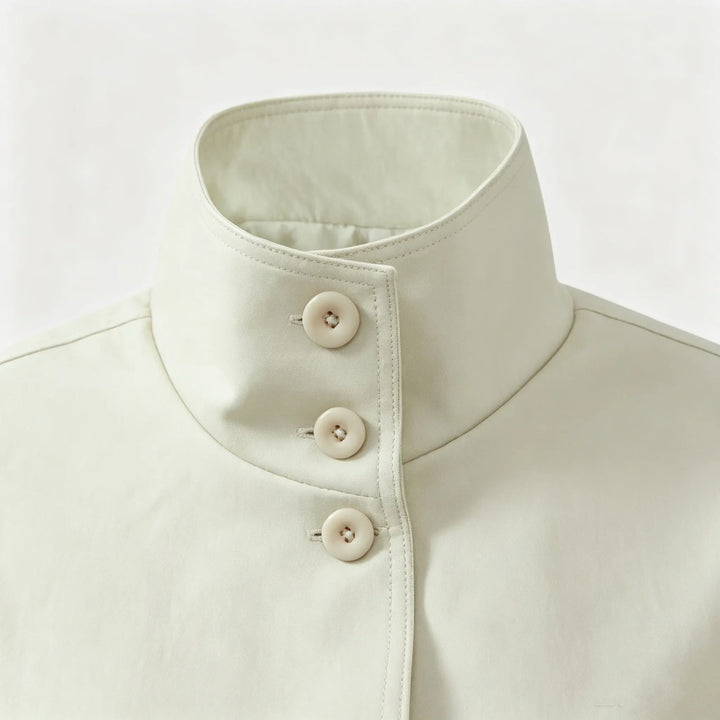 An image of a   34090 Oversized Funnel-Neck Faux-Leather Jacket by  Mirra Masa