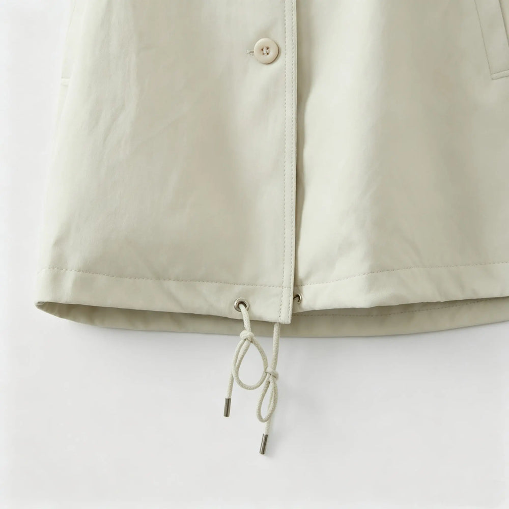 An image of a   34090 Oversized Funnel-Neck Faux-Leather Jacket by  Mirra Masa