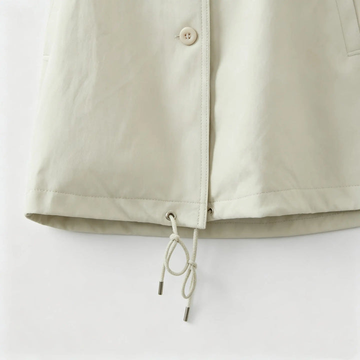 An image of a   34090 Oversized Funnel-Neck Faux-Leather Jacket by  Mirra Masa