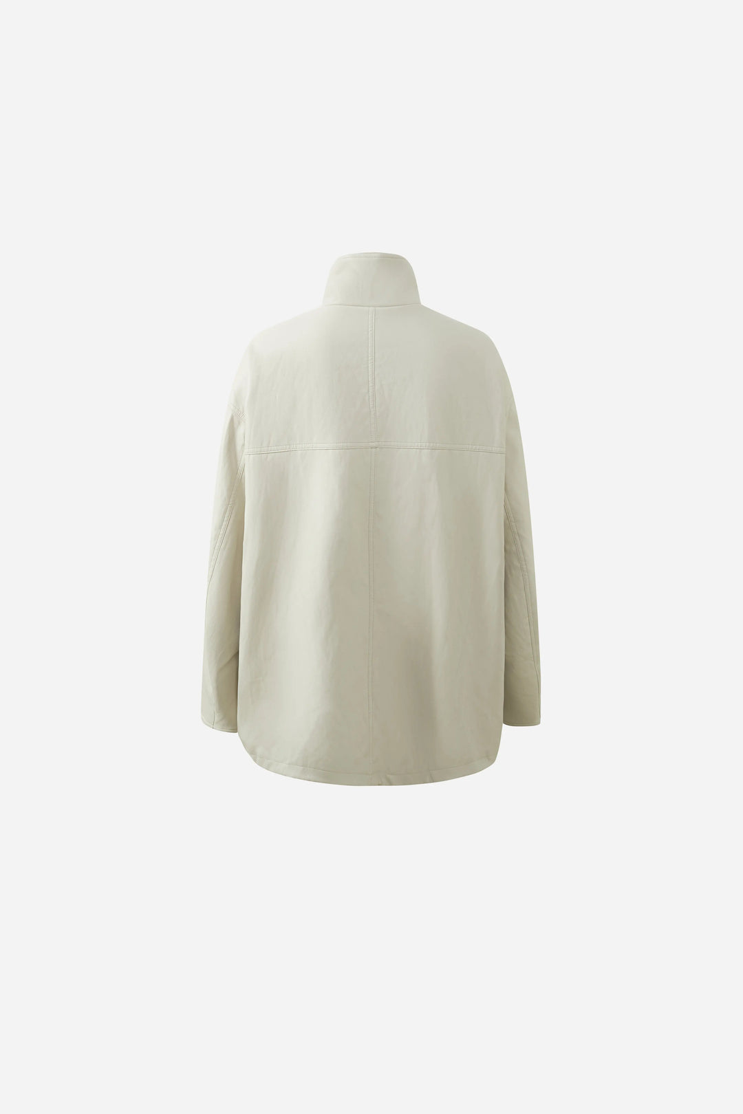 An image of a   34090 Oversized Funnel-Neck Faux-Leather Jacket by  Mirra Masa